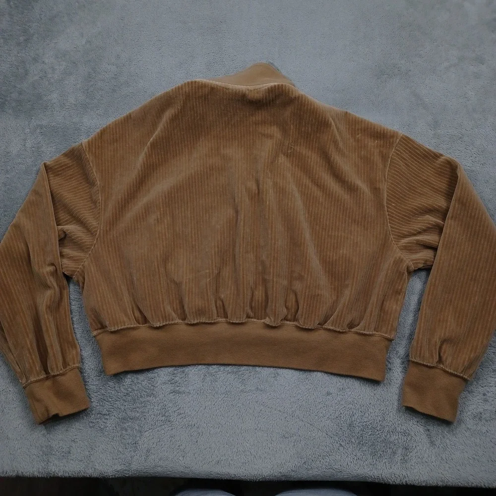 Nike Sweater Womens Medium Brown Oversized 1/2 Zip Pullover Velvet Preppy